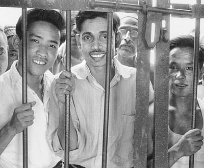 Bir Bahadur Rai, Prem Pradhan, and Dil Bahadur Thakuri in Tansen prison for their faith in Christ, 1961